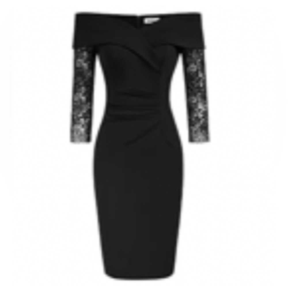 NWT. Womens Formal Dresses for Wedding Guest Ruffle Off Shoulder Ruched V neck